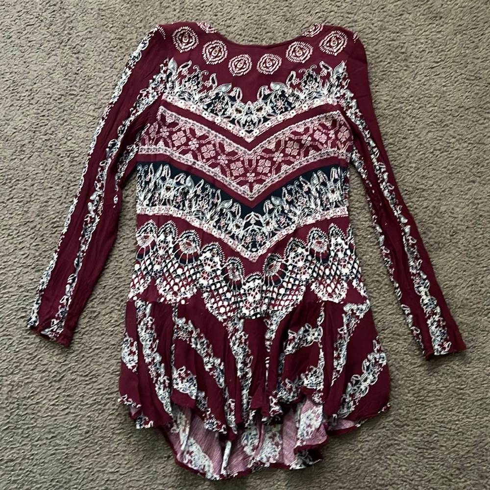 Free People Maroon Backless Tunic